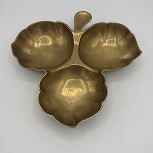 Brass Trinket Dish 3 Leaf Clover Made in India Ring Holder Ashtray